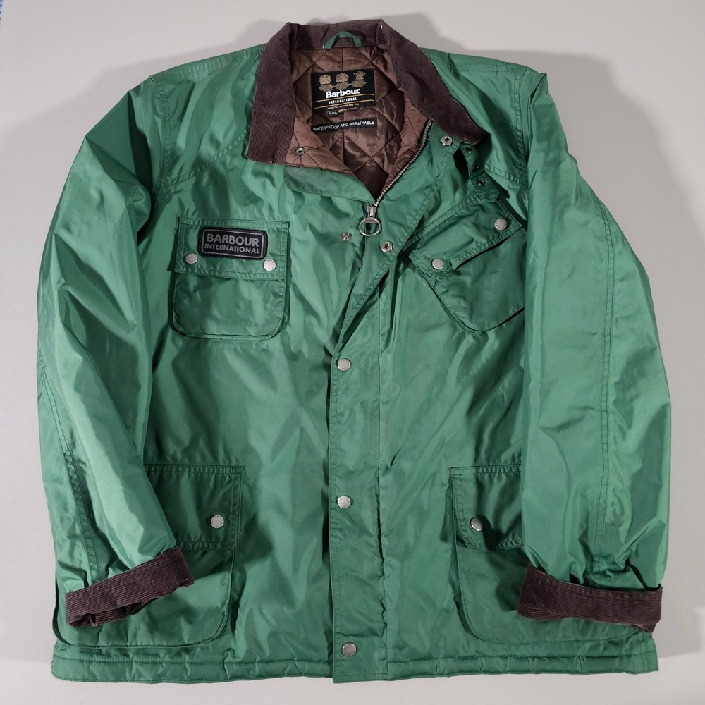 Barbour International Jacket Mens XXL Green Lightning Waterproof MWB0313GN5